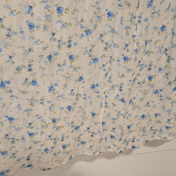 Christy Dawn Floral Midi Sheer Dress in Blue and White - Picture 4 of 7